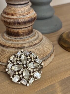 Vintage Clear Rhinestone Brooch -Mid Century